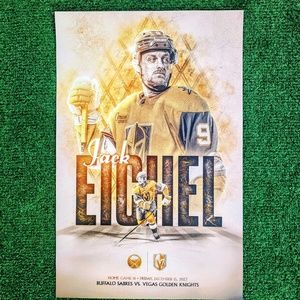 Vegas Golden Knights vs Buffalo Sabres VGK Game Poster 12/15/23-Jack Eichel New